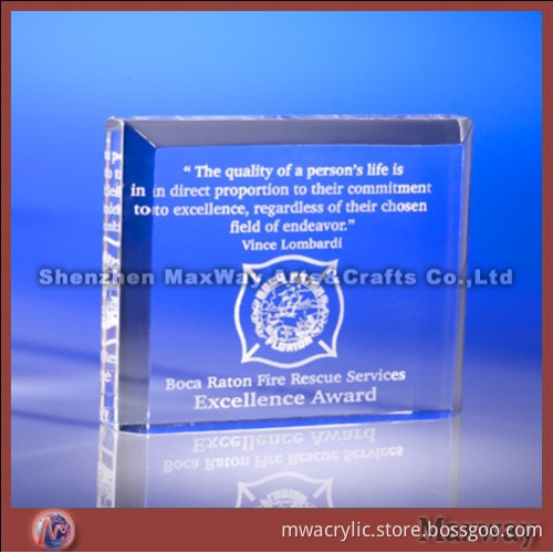 Elegant Polished Crystal Thickened Acrylic/Lucite Award/Letterweight/Gift with Your Logo